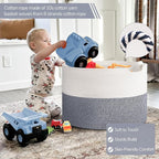 INDRESSME 115L Extra Large Cotton Rope Basket, Blanket Basket for Home Decor Living Room Nursery, Toy Storage Baskets for Kid