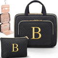 Gifts for Women, Initial Toiletry Makeup Bag Hanging Cosmetic Organizer with Embroidery Letter Personalized Nurse Teacher App