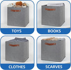 Temary 12x12 Storage Cube Bins 4 Pack Fabric Storage Cubes Storage Bins with Leather Handles, Storage Baskets Foldable Cube O