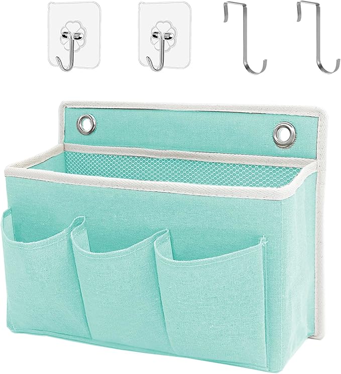 Wall Hanging Organizer Bag/Hanging Baskets with Large Mesh Compartment & 3 Pockets，Over the Door Organizer Space Saving Stora