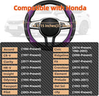 NBTEPEM Customized Auto Car Steering Wheel Cover for Honda Accord, Civic, CR-V, HR-V, Pilot, Microfiber Leather Sport Steerin