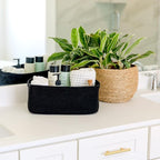 NaturalCozy 13.5”x8.5”x5.5” Rectangle Storage Baskets for Shelves 3 Pack | Cotton Rope Woven Small Baskets for Organizing | S