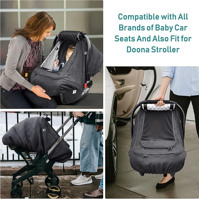 Waterproof Baby Car Seat Cover，YVMVDV Patented Cold Weather Carseat Cover for Babies,Infant Car Seat Cover Canopy for Boy Gir