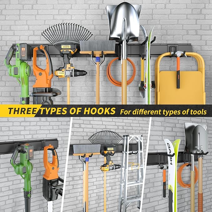 UUP 48" Garage Tool Organizer Wall Mount, 440lbs Garden Garage Storage Garage Organization with Adjustable Heavy Duty Hanging