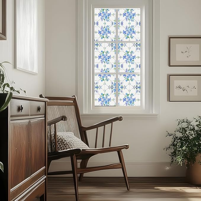 SOMWISE Frosted Glass Window Film, Heat Insulation, UV Block, Anti-Glare, One Way Privacy Tint, Static Cling for Home Bathroom Door, Renter Friendly, Day & Night Privacy