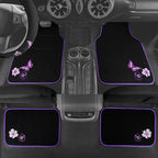 CAR PASS Butterfly Steering Wheel Cover and Waterproof Car Floor Mats,Purple Car Mats 14.5-15inch Steering Wheel Covers Unive