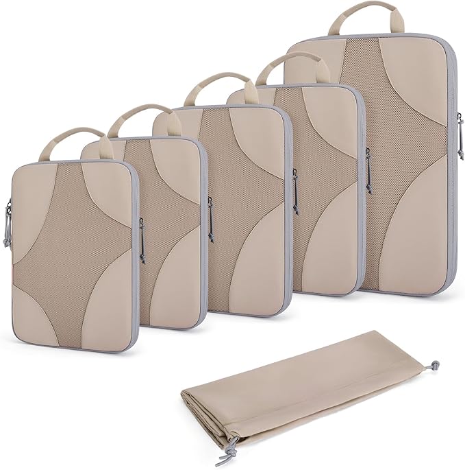 BAGSMART Compression Packing Cubes for Travel, Compressible Luggage Organizer for Cruise Ship, Lightweight Travel Essentials 