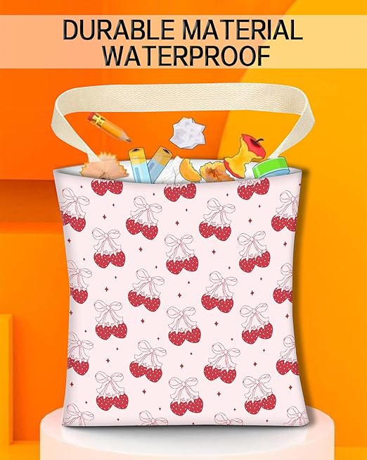 Car Trash Can, Durable Hanging Car Trash Garbage Bag, Cute Automotive Garbage Cans Organizer, Cute Pink Strawberry Bow