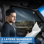 Double Layers Side Window Sunshade Magnetic Bug Screen for Front Doors, Pair Window Bug Screen & Sunshade Curtain Compatible with Mercedes Sprinter 2007-2025