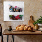 Sieral 4 Pcs Large Pegboard Baskets Set 12 x 6.5 x 4 Inch Black Metal Wire Baskets Peg Board Organizer Accessories Wall Mount
