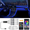Interior Car LED Strip Lights, RGB 5 in 1 Ambient Lighting Kits with 236 inches Fiber Optic, 16 Million Colors Music Sync USB Car Interior Lights with Wireless APP/Button/RF Remote Control (5 in 1)