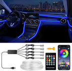 Interior Car LED Strip Lights, RGB 5 in 1 Ambient Lighting Kits with 236 inches Fiber Optic, 16 Million Colors Music Sync USB Car Interior Lights with Wireless APP/Button/RF Remote Control (5 in 1)