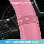Road Comforts Leopard Steering Wheel Cover for Women, Cute Anti-Slip Microfiber Leather, Universal Fit 14.5-15 Inch Round Ste
