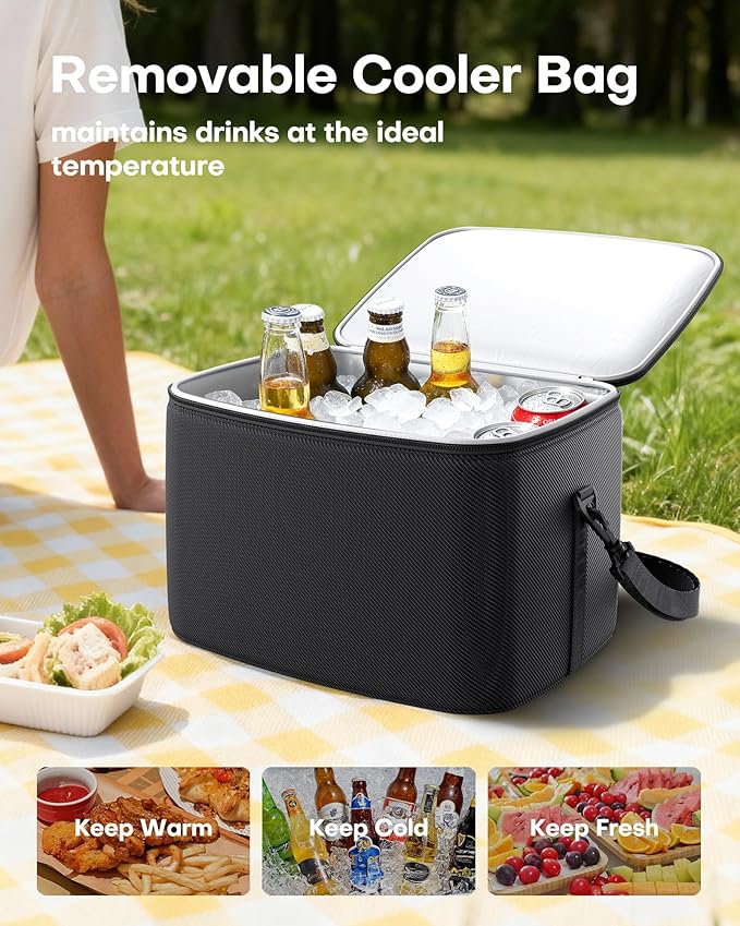 HOTOR Trunk Organizer - 3-Compartment Car Organizer and Storage with Cooler Bag, Foldable Car Storage Organizer for SUV with