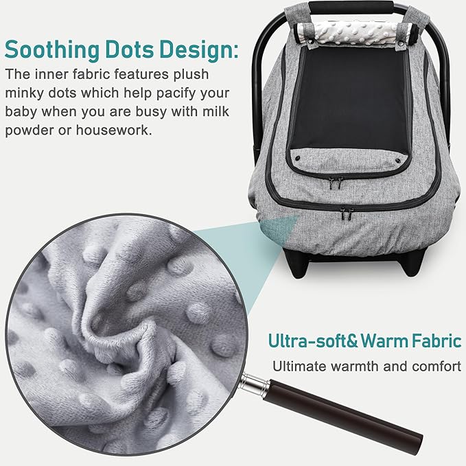 Waterproof Baby Car Seat Cover，YVMVDV Patented Cold Weather Carseat Cover for Babies,Infant Car Seat Cover Canopy for Boy Gir