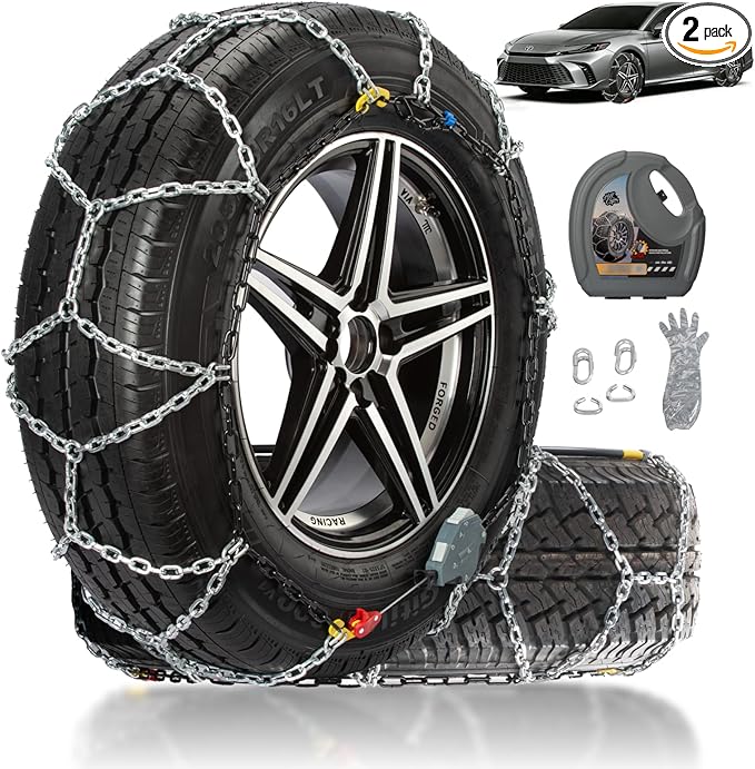 Auto Fixing Snow Chains for Car Tires, Tire Chains for Passenger Cars, Sedan, SUVs, Quick Fit & Easy Installation Snow Tire C