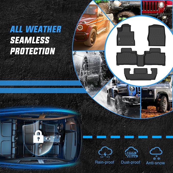Nilight TPE Floor Mats for Ford Explorer 6 Seats 2020 2021 2022 2023 2024 2025 2026,All Weather Custom Fit Heavy Duty Floor Liners