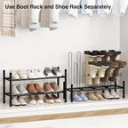 STO STO Detachable Shoe and Boot Rack Organizer, Metal Stackable Boot Rack for 6 Pairs, 2-Tier Shoe Rack for 9 Pairs, Adjusta