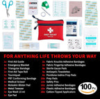 Protect Life First Aid Kit, Travel First Aid Kit for Car, 100 Piece Compact Emergency Preparedness Starter Kit for Home, Offi