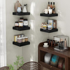 Square Floating Shelves for Wall, 12" W x 12" D x 2" H, 2 Pack of Small Wall Mounted Engineered Wood Shelves with Invisible B