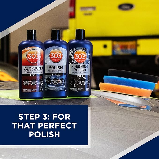303 Products Finishing Polish for The Professional Show Car Shine - Maximum Paint Clarity - Mirror Like Finish - Removes 2500 Grit Scratches (Step 3), 12 fl. oz. (30703)