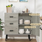 Iwell Storage Cabinet with 3 Drawers & Adjustable Shelf, Sideboard Buffet Cabinet, Small Freestanding Floor Storage Unit, for