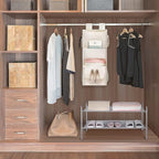MAX Houser 3-Shelf Hanging Closet Organizers, Collapsible Closet Hanging Shelves for Camper, Nursery Hanging Organizers, Beig
