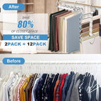 Upgrade 6 Layers Pants Hangers Space Saving, 2 Pack Non Slip Stainless Steel Multifunctional Pants Rack S-Type Pant Closet Ha