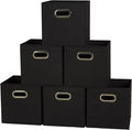 Household Essentials Foldable Fabric Storage Bins 6 Piece Set, Strong Poly-Woven Fabric, Sturdy Chipboard Sides, Grommet Fron