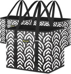 BALEINE 3Pk Reusable Grocery Bags, Foldable Shopping Bags for Groceries with Reinforced Bottom & Handles (Honeysuckle)