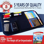 Car Sun Visor Organizer - Auto Accessories Document Holder - Car, Truck, SUV Registration & Insurance Storage Pouch - Road Trip Essential Gift for Any Driver - Comes With a Unique eBook