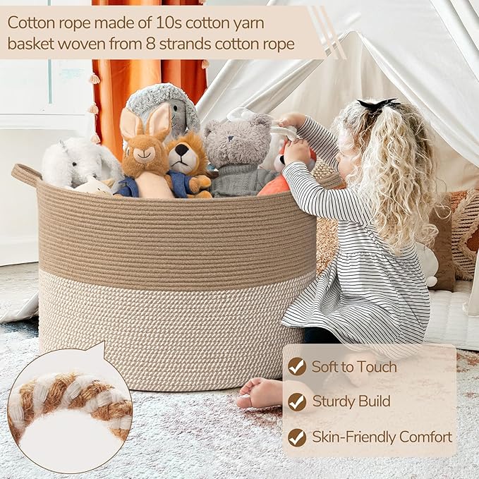 INDRESSME 115L Extra Large Woven Baskets for Storage, Wicker Basket for Living Room Decor Laundry Baskets for Blankets Clothe