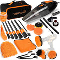 Viewsun 20PCS Car Cleaning Kit, Car Interior Detailing Kit with High Power Handheld Vacuum, Auto Detailing Drill Brush Set, C