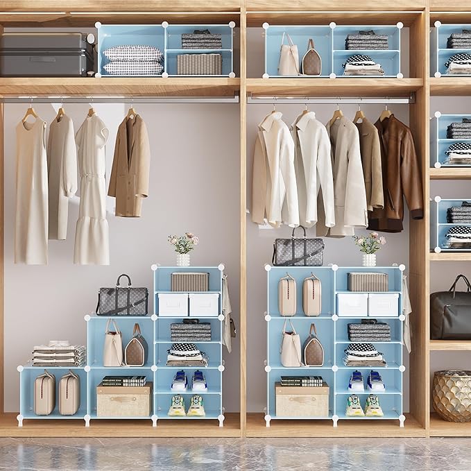 AWTATOS Closet Organizer 8 Cube Storage Shelves Closet Storage Clothes Organizers Stackable Cubby Shelving for Closet Bedroom