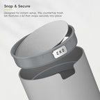 EKO Fandy 0.58 Gal/2.2L Mini Trash Can with Lid, Swing-Top Desktop Trash Can for Bathroom, Countertop, Vanity, Desk or Office, Small Garbage Bin (Grey)