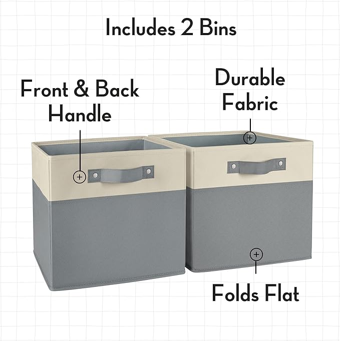 RiverRidge Kids storage bins - 10.5 Cube Storage Organizer with Handles – Gray Two-Tone closet organizers and storage for Toy