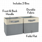 RiverRidge Kids storage bins - 10.5 Cube Storage Organizer with Handles – Gray Two-Tone closet organizers and storage for Toy