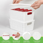 6 Pack Plastic Storage Baskets With Lids,White Breathable Stackable Storage Bins,Small Storage Containers,for Organizing Stor