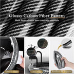Aimato Car Steering Wheel Cover Carbon Fiber, Ultra-Thin Car Steering Wheel Cover,Comfortable & Breathable Microfiber,Universal Fit for Most Cars, Bright Silver