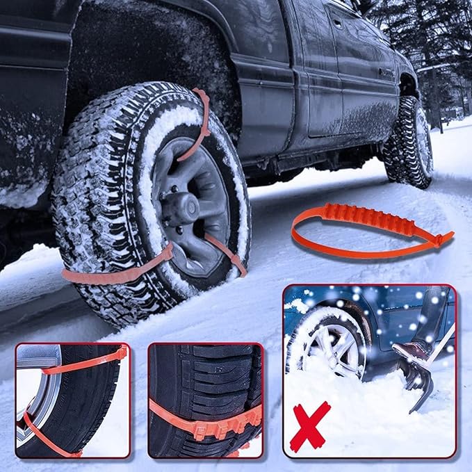 2024 Reusable Anti Snow Chains - 【New Version】10 PCS Portable Snow Tire Chain for Pickup Trucks & SUV - Emergency Snow Plasti