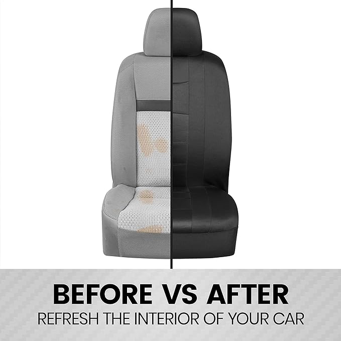 BDK carXS Seat Covers for Cars, Black Two-Tone with Matching Back Seat Cover, Made to Fit Most Auto Truck Van SUV, Interior C