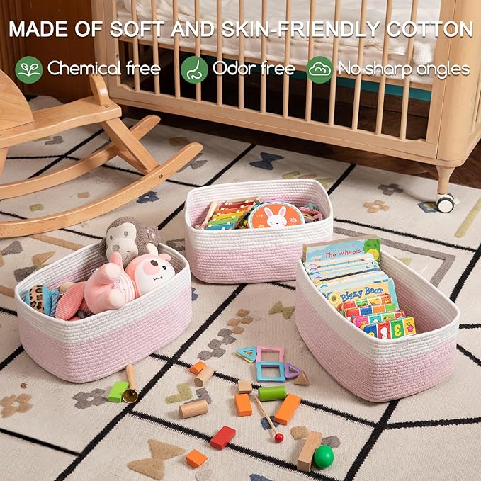 OIASKET Storage Baskets for Organizing 3 Pack, Woven Baskets for Shelves, Closet Organizer Bins Empty Gift Basket Toy Storage