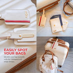 Genuine Leather Luggage Tag with Privacy Flap Set for Men Women Travel Easy with Suitcase Tags Identifiers (Nude, 2 Pack)