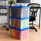 IRIS USA File Box, Plastic File Organizer Box With Lids, Letter/Legal File, Important Document Box, Portable Storage Filing B