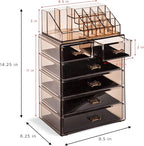 Sorbus Acrylic Makeup Organizer Set, 6-Drawer Vanity & Countertop Cosmetic Storage with Small & Wide Compartments, Bronze Glo