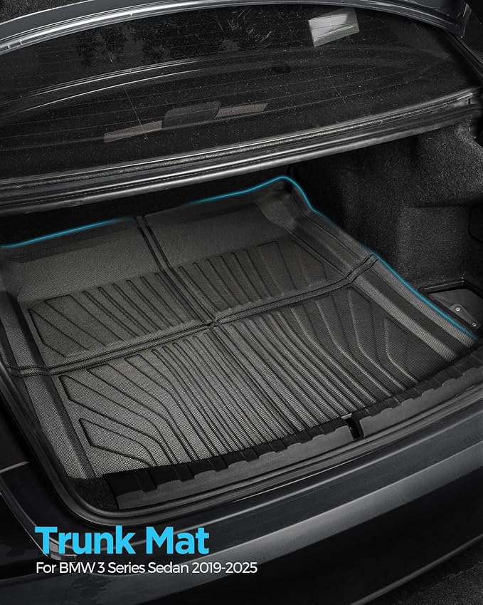XPE Floor Mats Cargo Liner for BMW 3 Series 330i M340i Sedan 2019-2025/for BMW 330e 2021-2025 All-Weather Protector Heavy Duty Mat for 3 Series 2020 2022 2023 2024 Car Accessories