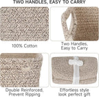 3-Pack Storage Baskets for Organizing | Woven Shelf Toy Basket | Rope Baskets for Gifts Empty | Closet Organizer Bins with Ha