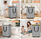 SpaceTrove Laundry Basket with Wheels, Collapsible Laundry Baskets, Laundry Hamper with Handles Detachable Wheels, Rolling La