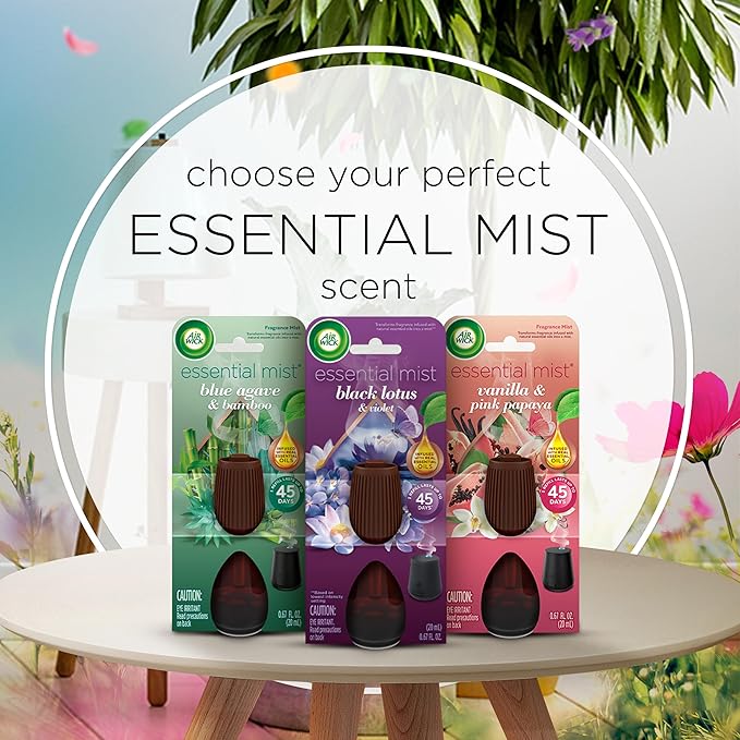 Air Wick Essential Mist – Triple Refill Black Lotus & Violet 3 ct.,(Pack of 2)