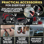 Red Bling Car Accessories Set, 27 Pieces Car Interior Set Including Steering Wheel Cover, Diamond License Plate Frame, Phone Holder, Coasters, Hooks, Great Gift for Women Drivers